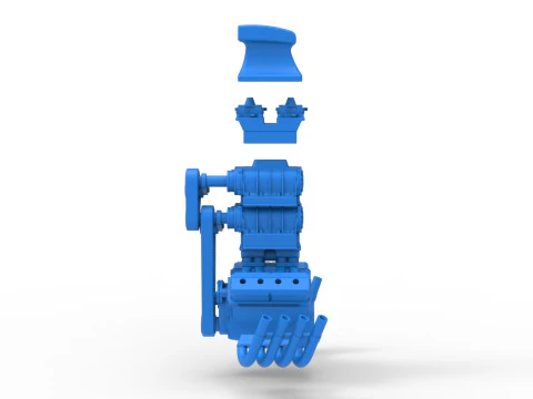 Engine V8 with double supercharger Version 8 Scale 1 to 25 3D Print Model