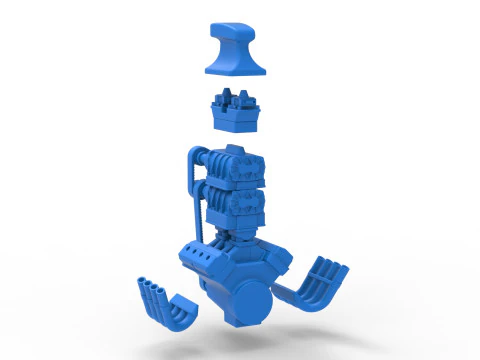 Engine V8 with double supercharger Version 8 Scale 1 to 25 3D Print Model