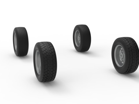 Wheel Set of Dwarf car Scale 1 to 25 3D Print Model