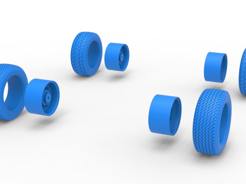 Wheel Set of Dwarf car Scale 1 to 25 3D Print Model