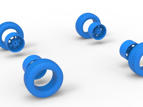 Wheel Set of Dwarf car Scale 1 to 25 3D Print Model