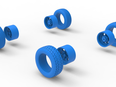 Wheel Set of Dwarf car Scale 1 to 25 3D Print Model