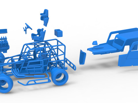 Dwarf car while turning Scale 1 to 25 3D Print Model