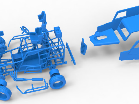 Dwarf car while turning Scale 1 to 25 3D Print Model