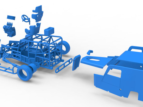 Dwarf car while turning Scale 1 to 25 3D Print Model