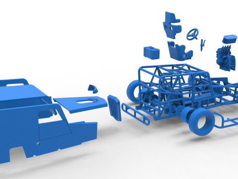 Dwarf car while turning Scale 1 to 25 3D Print Model