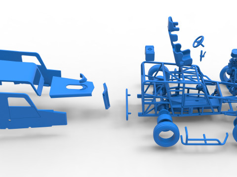 Dwarf car while turning Scale 1 to 25 3D Print Model