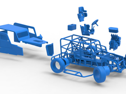 Dwarf car while turning Scale 1 to 25 3D Print Model