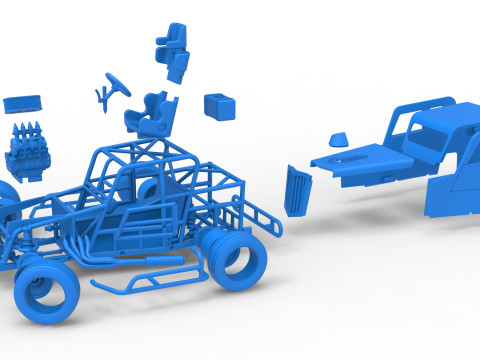 Dwarf car while turning Version 2 Scale 1 to 25 3D Print Model