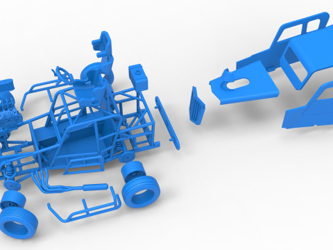 Dwarf car while turning Version 2 Scale 1 to 25 3D Print Model