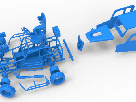 Dwarf car while turning Version 2 Scale 1 to 25 3D Print Model