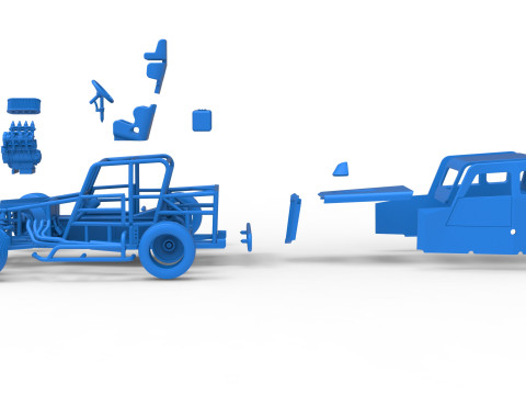 Dwarf car while turning Version 2 Scale 1 to 25 3D Print Model