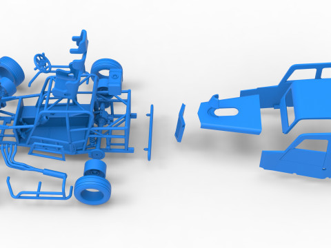 Dwarf car while turning Version 2 Scale 1 to 25 3D Print Model