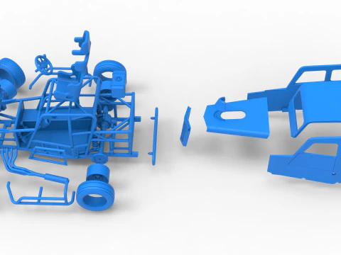 Dwarf car while turning Version 2 Scale 1 to 25 3D Print Model