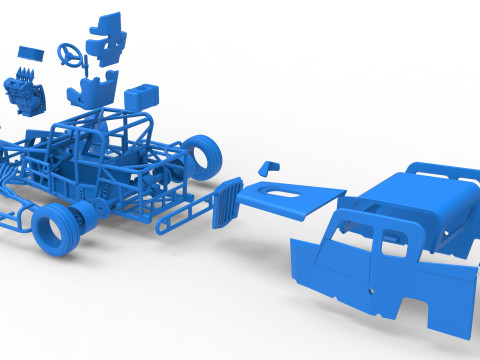 Dwarf car while turning Version 2 Scale 1 to 25 3D Print Model