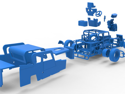 Dwarf car while turning Version 2 Scale 1 to 25 3D Print Model