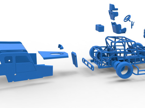 Dwarf car while turning Version 2 Scale 1 to 25 3D Print Model