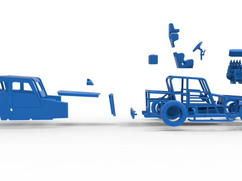 Dwarf car while turning Version 2 Scale 1 to 25 3D Print Model
