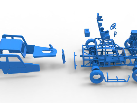 Dwarf car while turning Version 2 Scale 1 to 25 3D Print Model