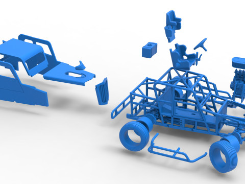 Dwarf car while turning Version 2 Scale 1 to 25 3D Print Model