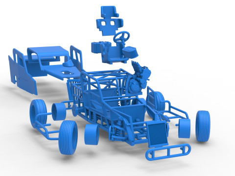 Dwarf car while turning Version 2 Scale 1 to 25 3D Print Model
