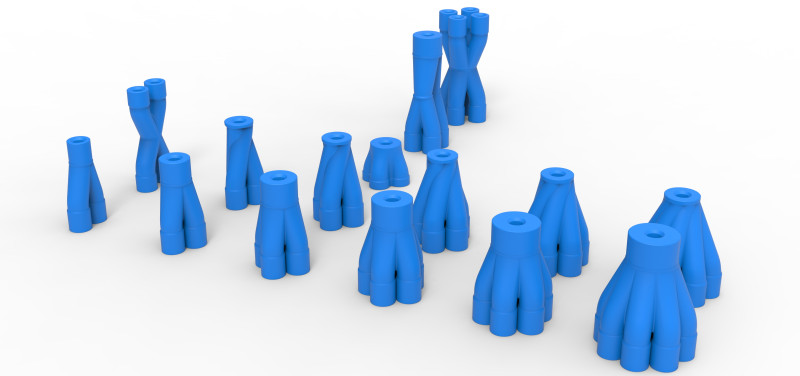 Exhaust Merge collector Set Scale 1 to 25 3D Print Model .c4d .max .obj .3ds .fbx .stl .blend