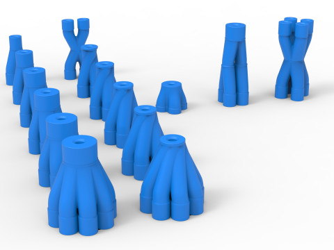 Exhaust Merge collector Set Scale 1 to 25 3D Print Model