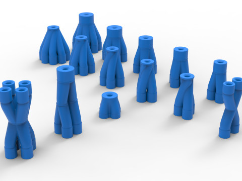 Exhaust Merge collector Set Scale 1 to 25 3D Print Model