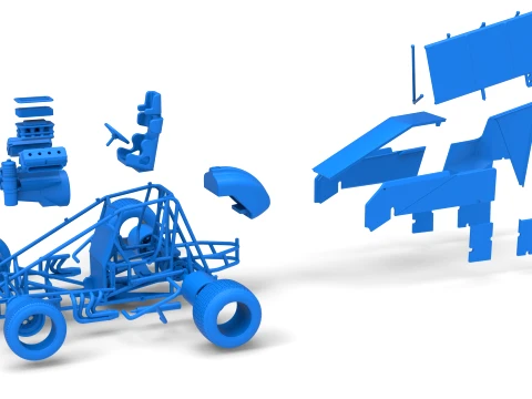 Winged Sprint car Version 2 Scale 1 to 25 3D Print Model