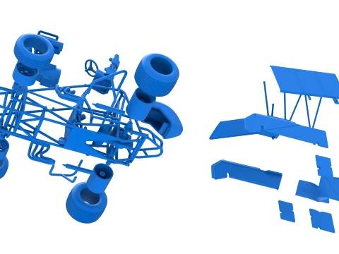 Winged Sprint car Version 2 Scale 1 to 25 3D Print Model