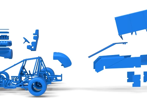 Winged Sprint car Version 2 Scale 1 to 25 3D Print Model