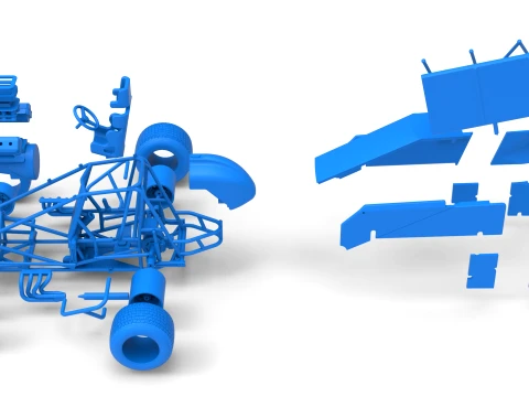 Winged Sprint car Version 2 Scale 1 to 25 3D Print Model