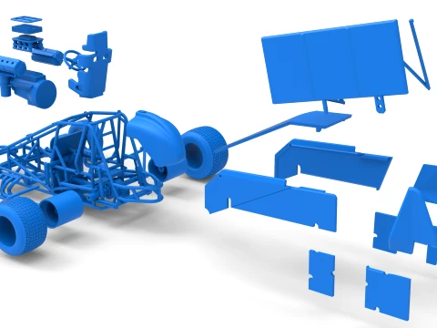 Winged Sprint car Version 2 Scale 1 to 25 3D Print Model