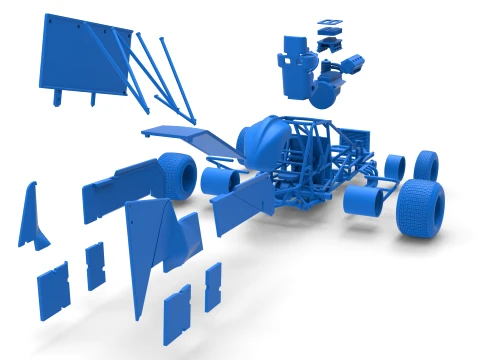 Winged Sprint car Version 2 Scale 1 to 25 3D Print Model