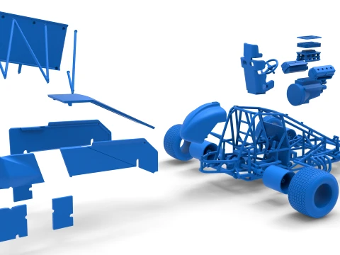 Winged Sprint car Version 2 Scale 1 to 25 3D Print Model