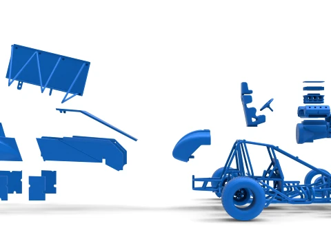 Winged Sprint car Version 2 Scale 1 to 25 3D Print Model