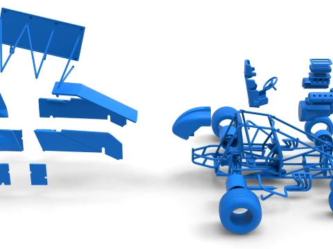 Winged Sprint car Version 2 Scale 1 to 25 3D Print Model