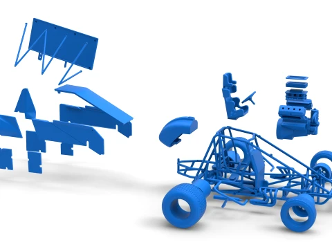 Winged Sprint car Version 2 Scale 1 to 25 3D Print Model
