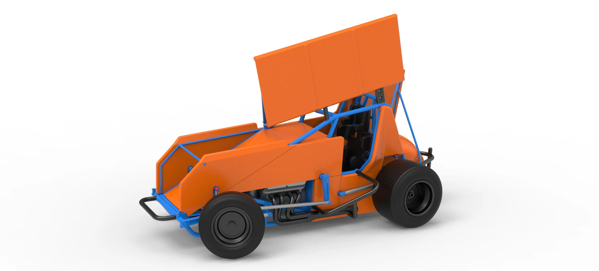 Winged Sprint car Version 2 while turning Scale 1 to 25 3D Print Model .c4d .max .obj .3ds .fbx .stl .blend 