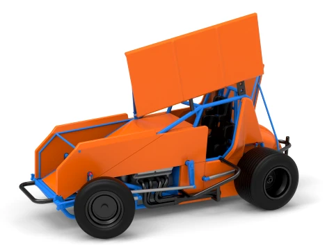 Winged Sprint car Version 2 while turning Scale 1 to 25 3D Print Model