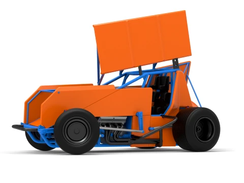 Winged Sprint car Version 2 while turning Scale 1 to 25 3D Print Model
