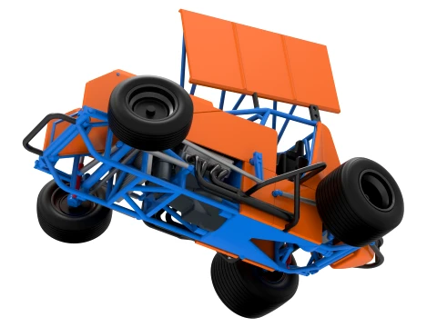 Winged Sprint car Version 2 while turning Scale 1 to 25 3D Print Model