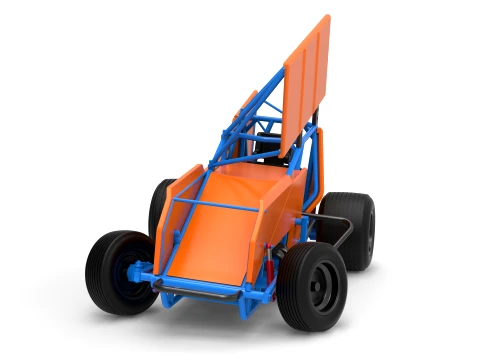 Winged Sprint car Version 2 while turning Scale 1 to 25 3D Print Model