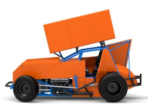 Winged Sprint car Version 2 while turning Scale 1 to 25 3D Print Model
