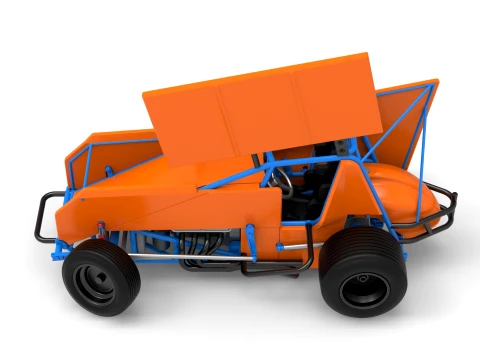 Winged Sprint car Version 2 while turning Scale 1 to 25 3D Print Model