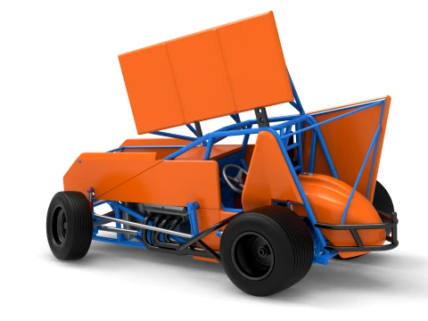 Winged Sprint car Version 2 while turning Scale 1 to 25 3D Print Model