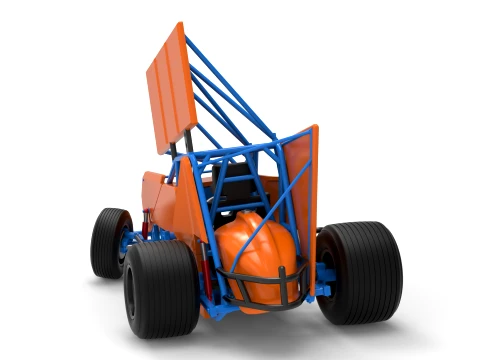 Winged Sprint car Version 2 while turning Scale 1 to 25 3D Print Model