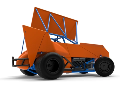 Winged Sprint car Version 2 while turning Scale 1 to 25 3D Print Model