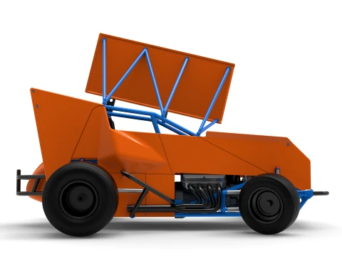 Winged Sprint car Version 2 while turning Scale 1 to 25 3D Print Model