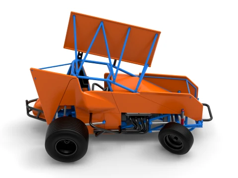 Winged Sprint car Version 2 while turning Scale 1 to 25 3D Print Model